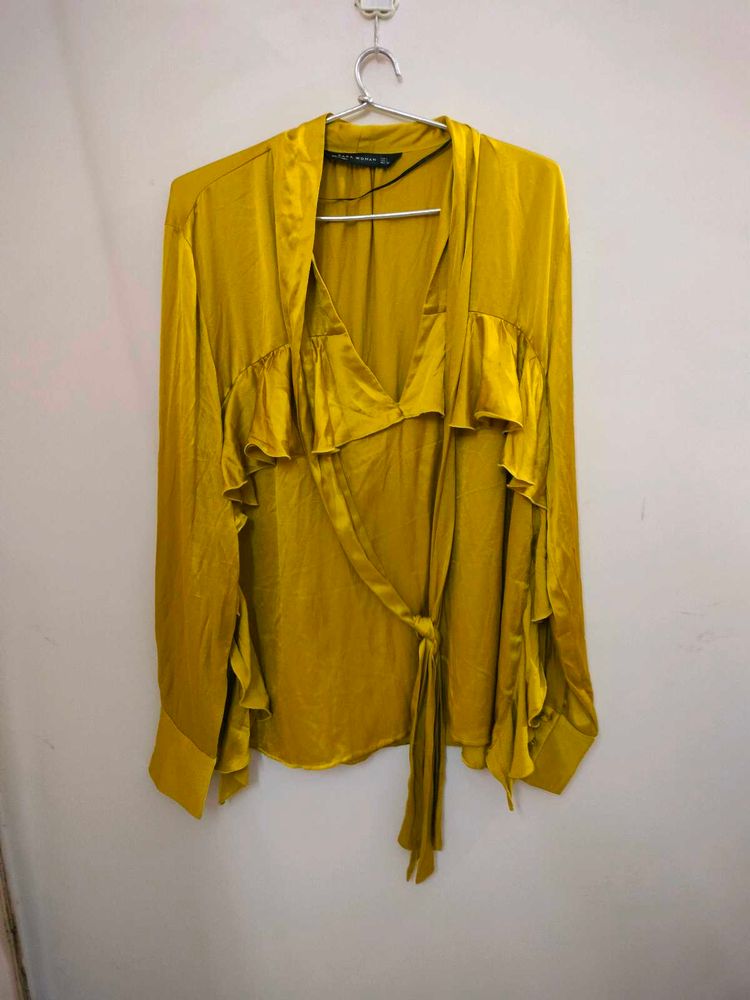 Zara Ruffle Wrap Top (Size L)