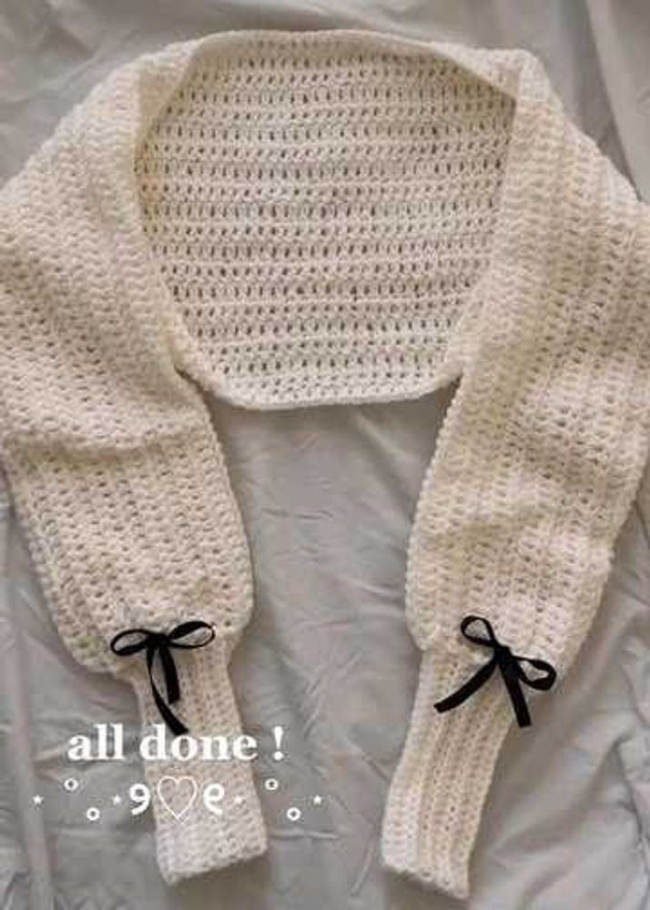 Crochet Shrug with Ribbon Detail