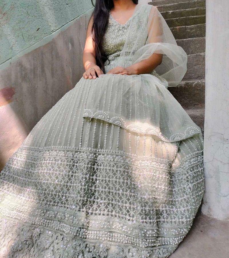 Gown With Double Cancan &amp; Heavy Flares
