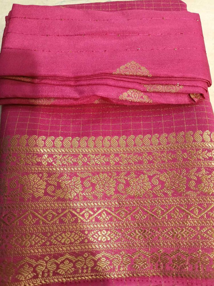 Pink &amp; Gold Saree