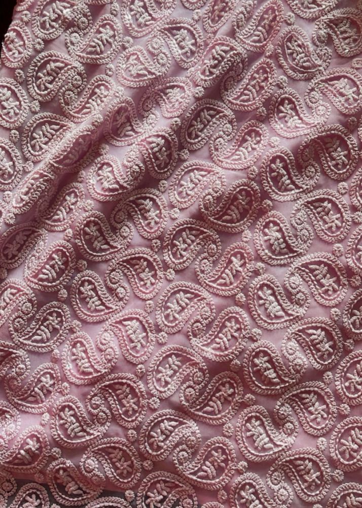 Pink Paisley Embroidered Fabric