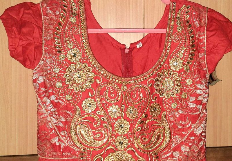Red Embroidered Kurta