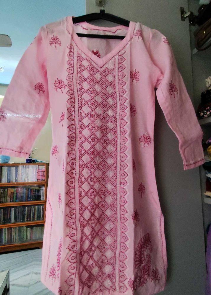 Pink Embroided Kurta