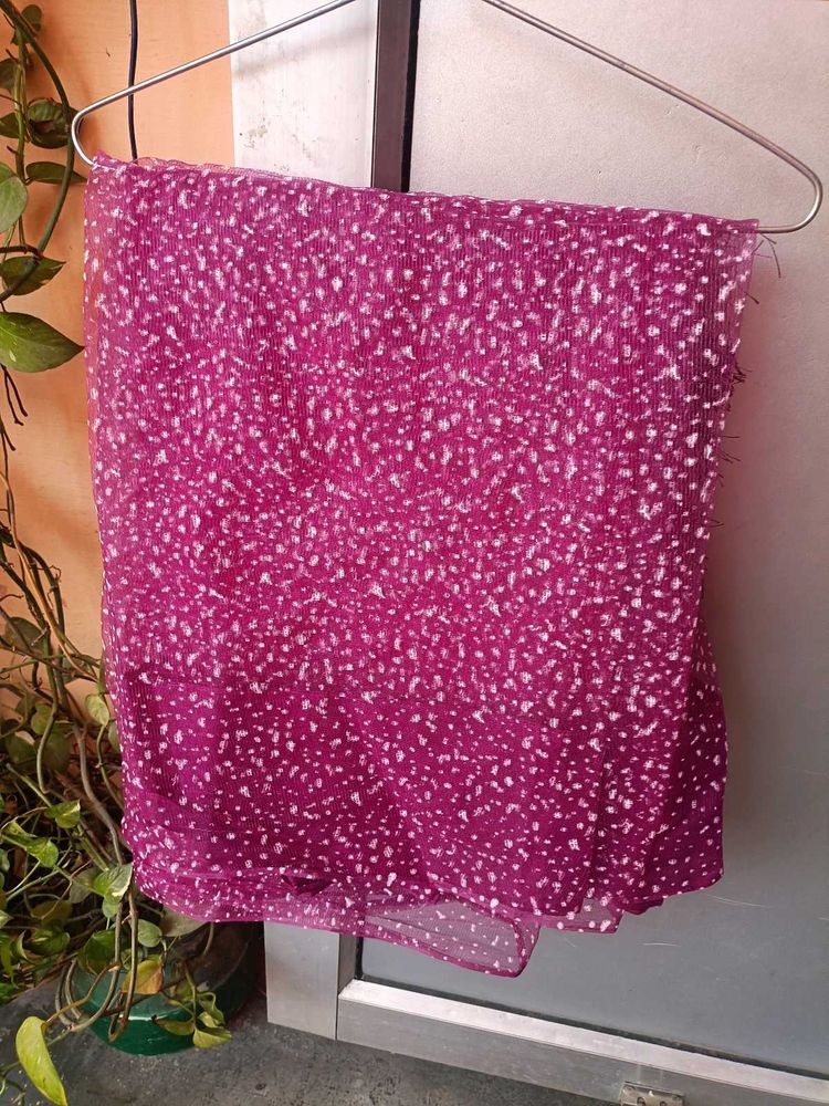 Net Wine Saree With Blouse
