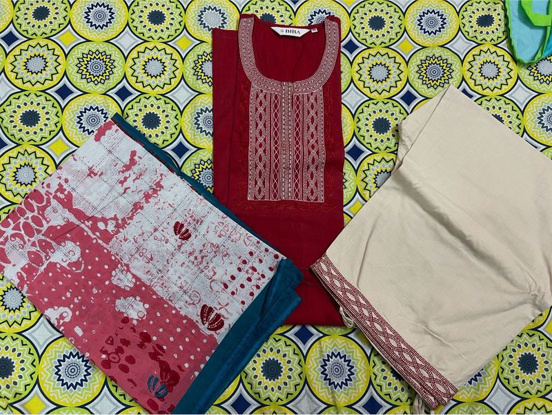 Biba Red Kurta Set