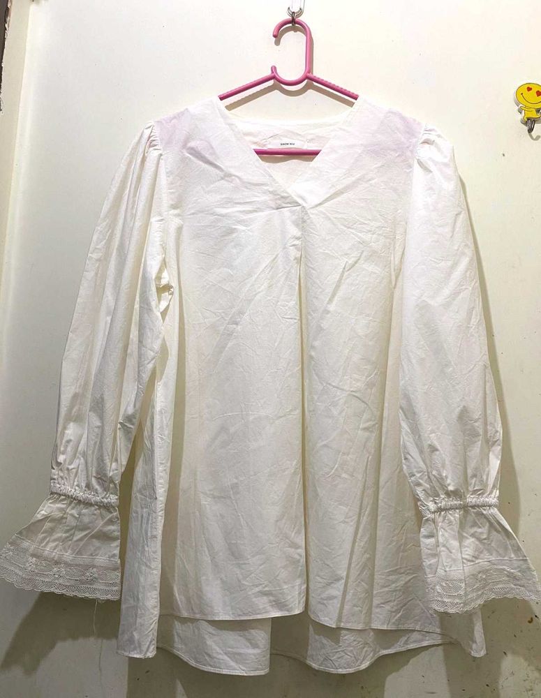 White Lace Cuff Blouse Bust 34-38