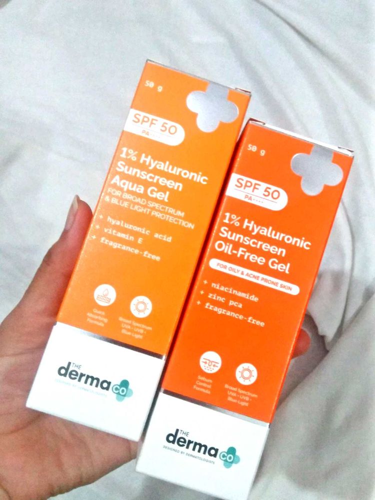 2 Derma Co Sunscreen ☀️ Aqua Gel &amp; Oil Free