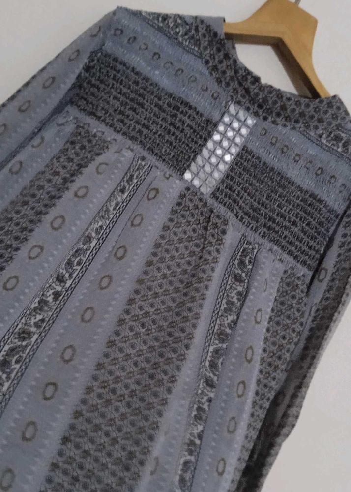 Patterned Top Withl Mirror Work Design