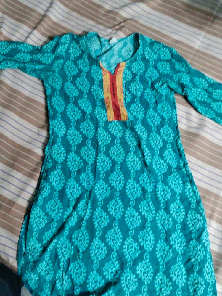 Teal Printed Kurti