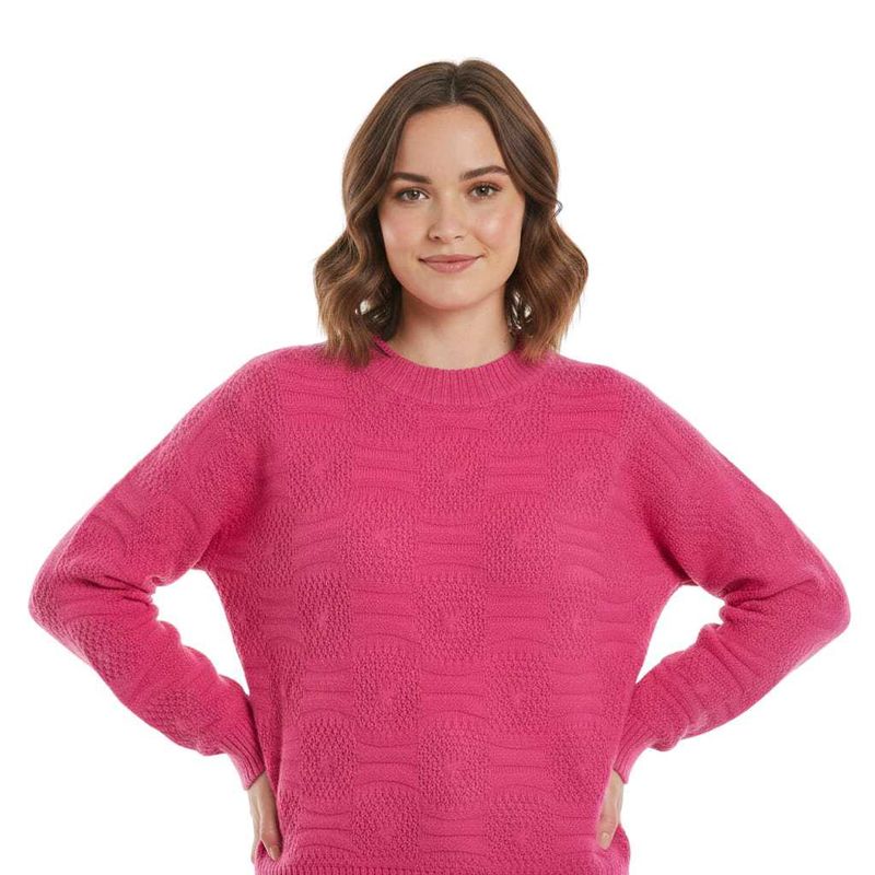 Pink Textured Pullover Sweater