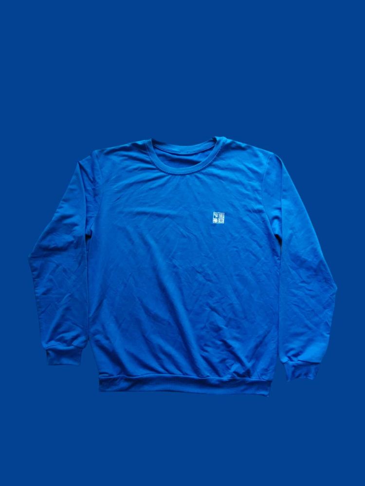 Men&#39;s Dark Blue Round Neck Sweatshirt