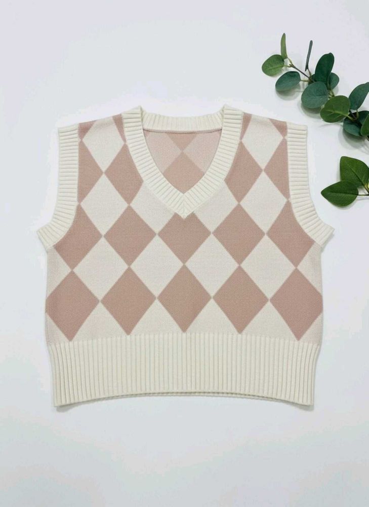 Argyle Knit Sweater Vest