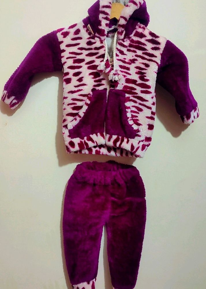 Purple Woolen 2 Pcs Set For Girl 9-12 Month