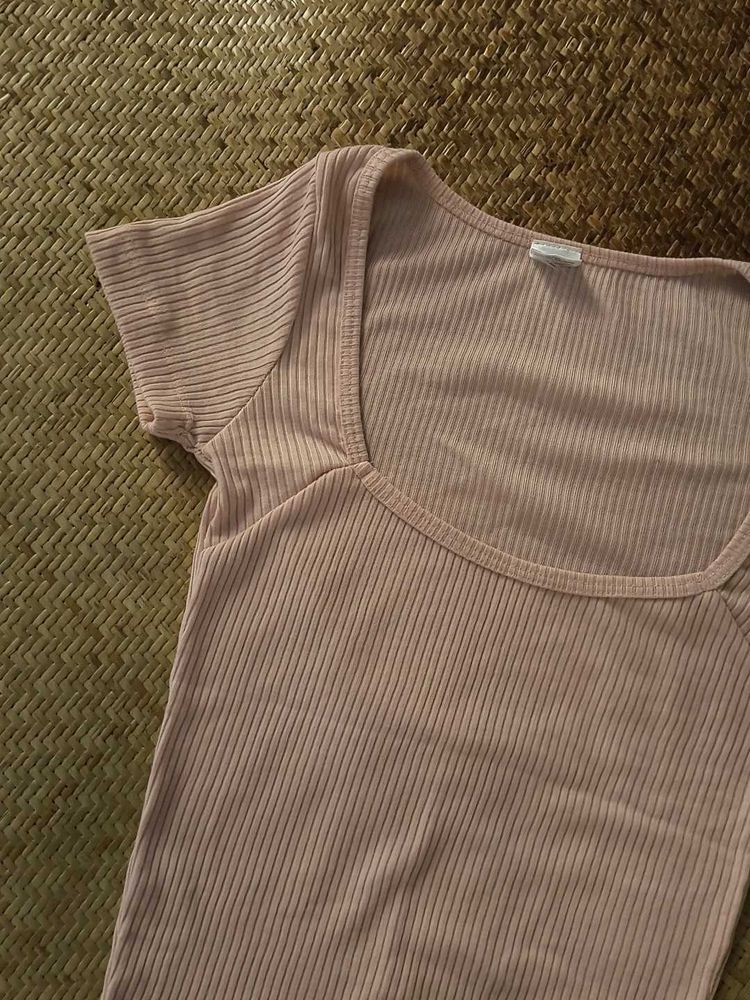 Ribbed Square Neck Top