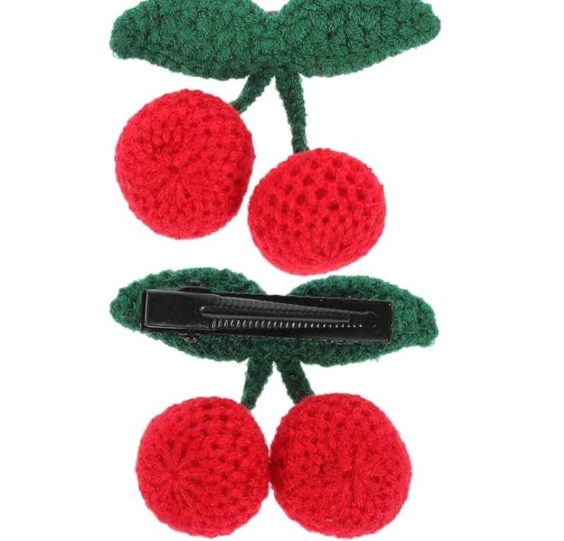 Crochet Cherry Hair Clips