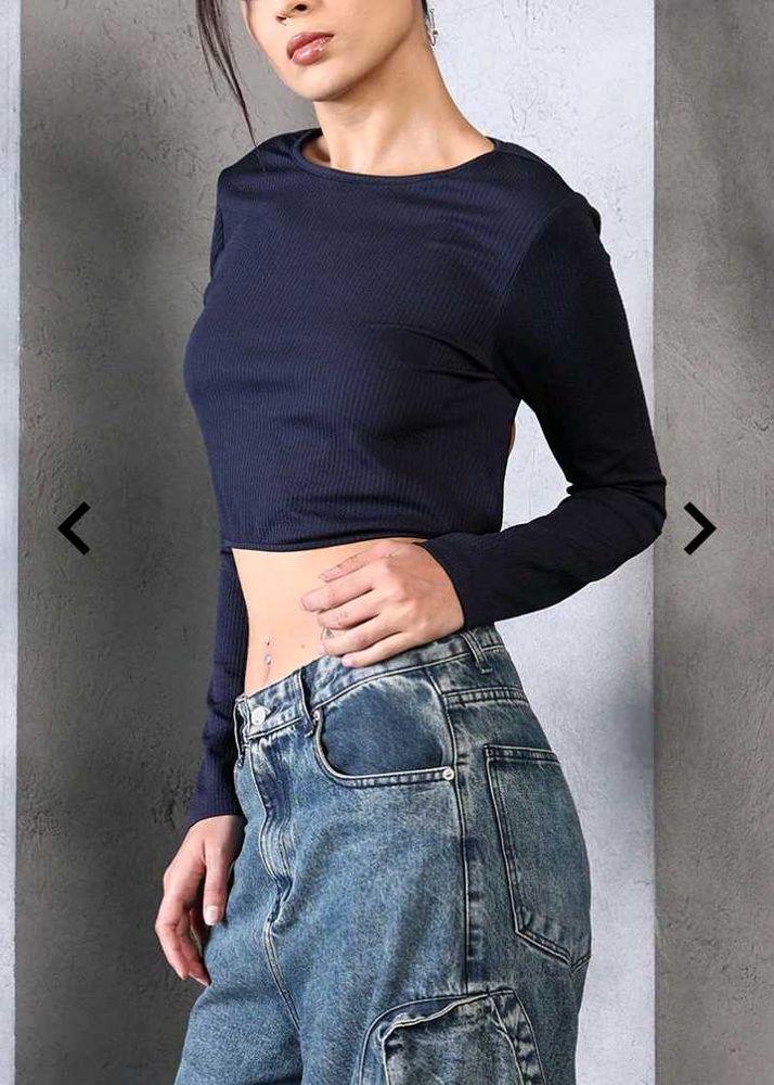 Navy Blue Crop Top
