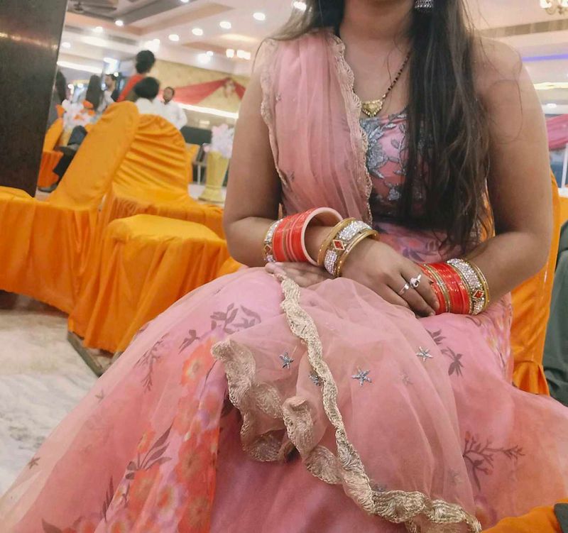 Pink Floral Lehenga  Choli