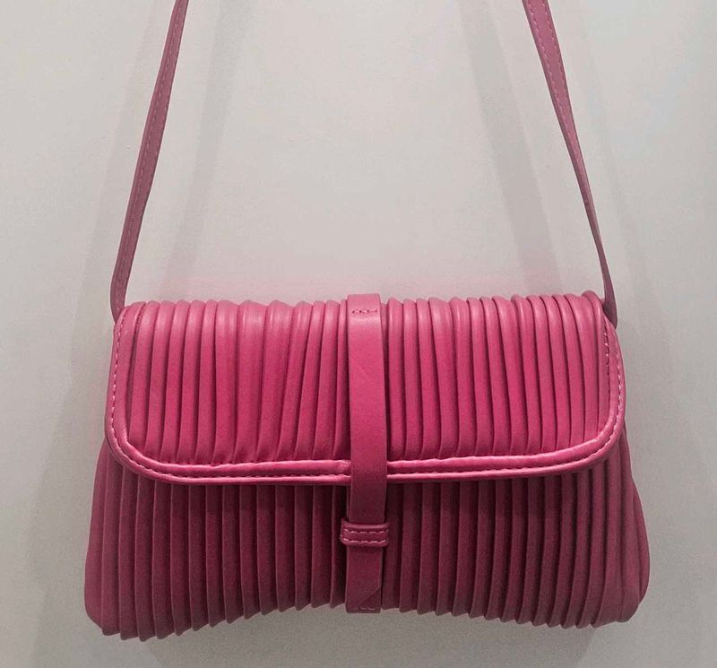 Pink Pleated Clutch/Sling