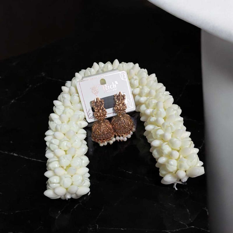 Rich Jewelleery Jhumka Earrings Jasmine Hair Flowe