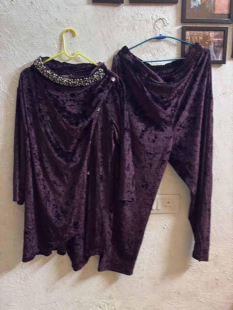 Plum Velvet Co-ord Set
