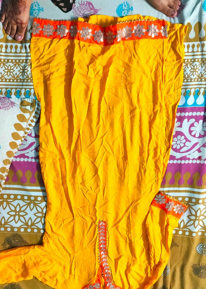 orange yellow kurti sharara set