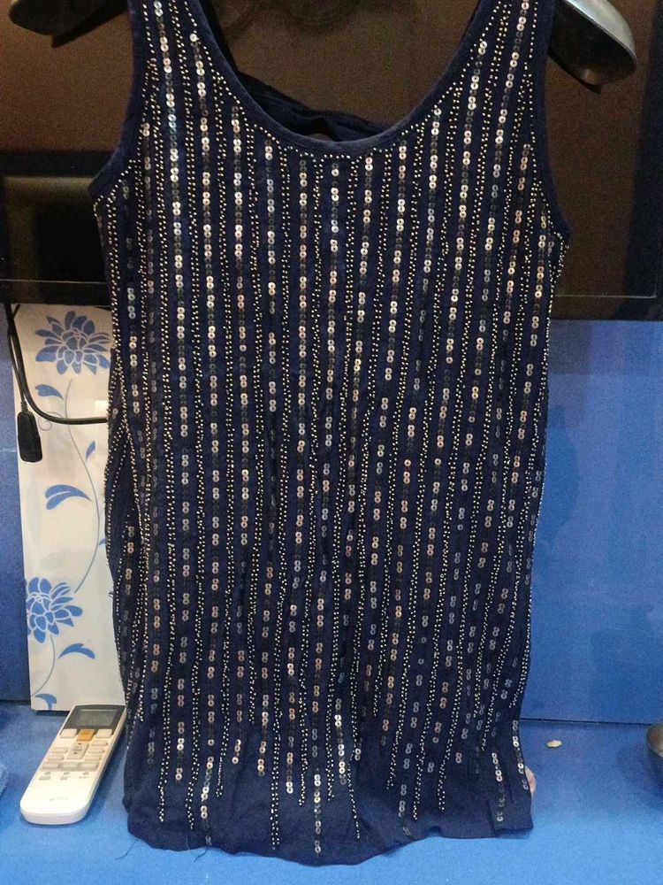 Navy Sequin Tank Top