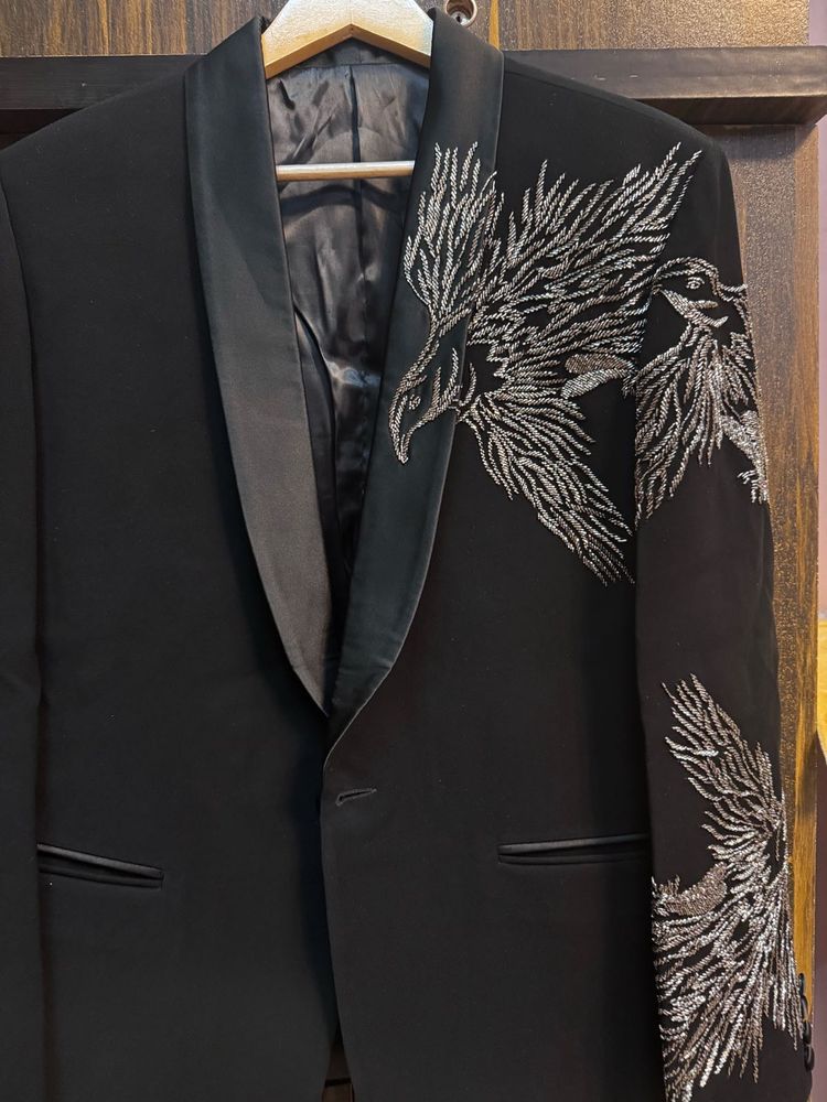 Embroidered Black Blazer