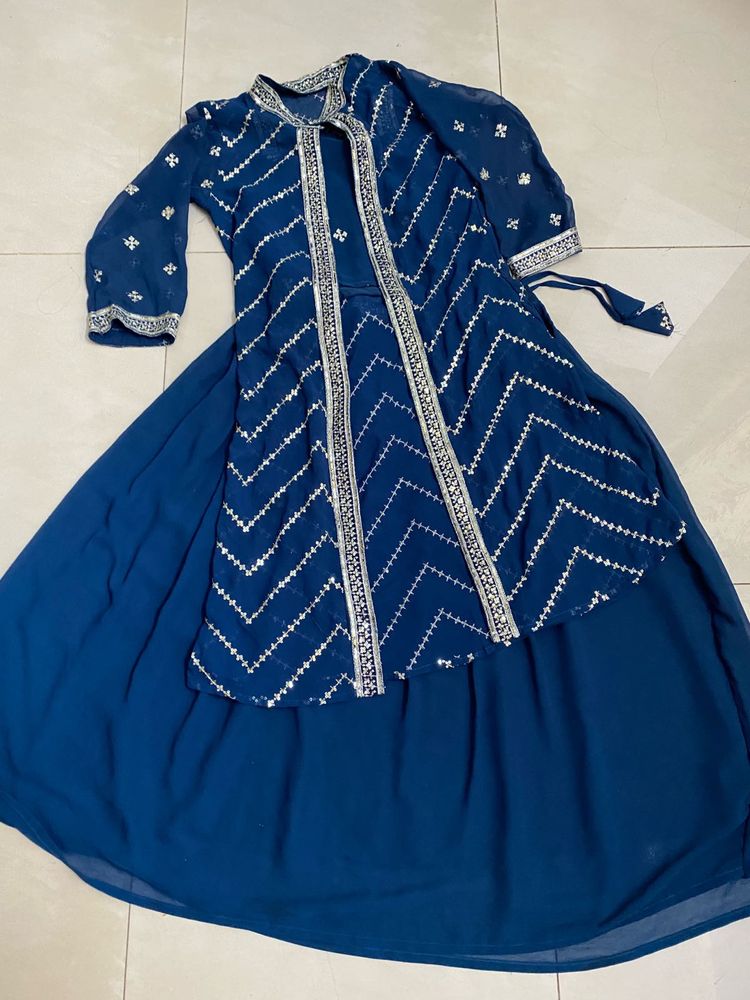 Girls Teal Sequined Party Dress (9-10)