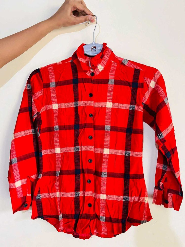 Red Plaid Flannel Button-Down