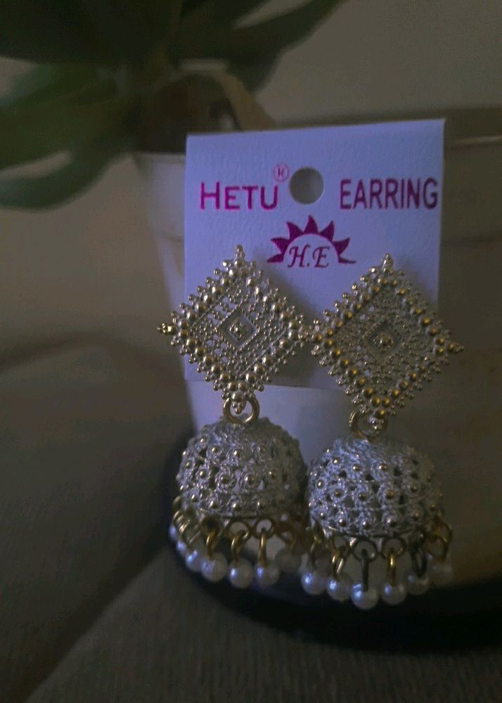 White Jhumkas