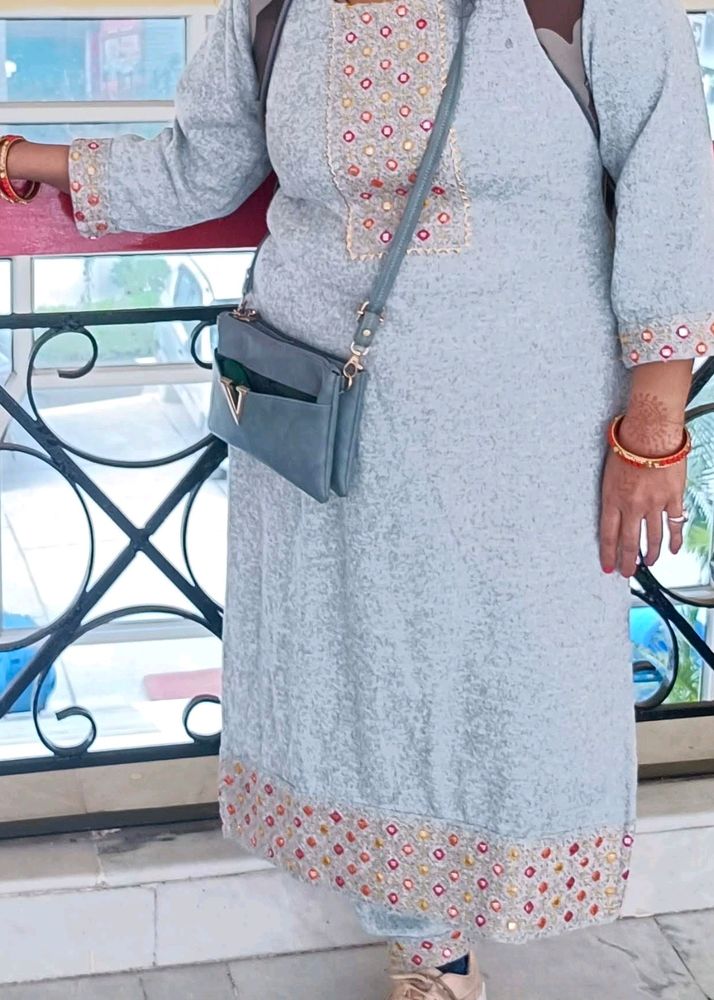 Woollen Suit Set With Dupatta
