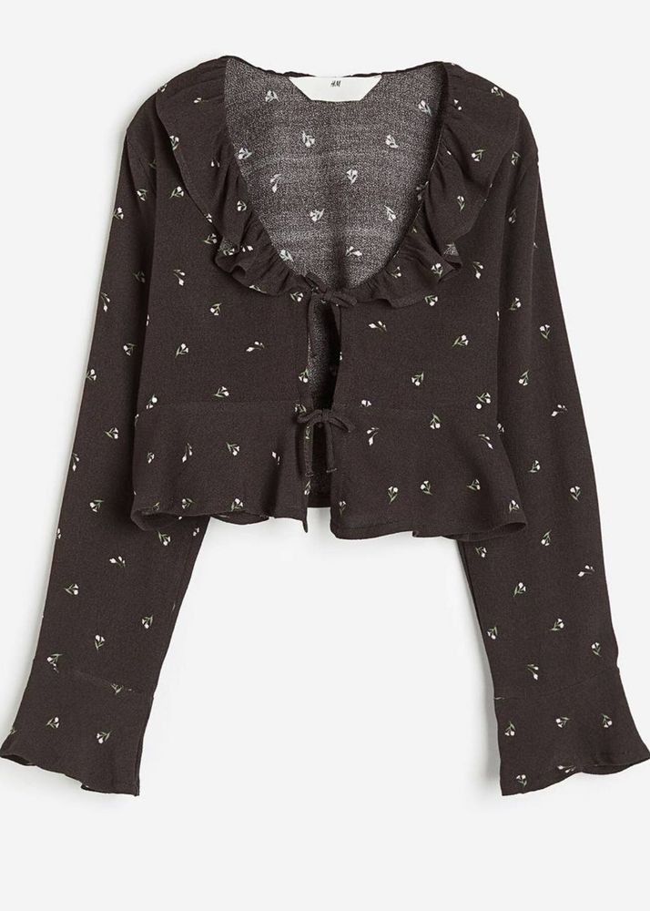 H&amp;M girls tie up top brown