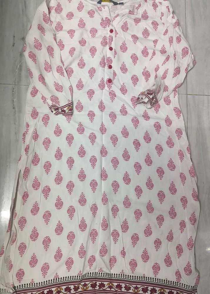 Printed White Kurta