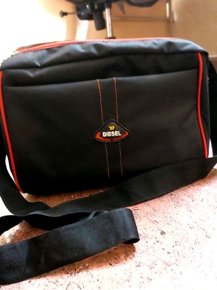 Office Sling BAG Men &amp; Women- Black And Red Polyester