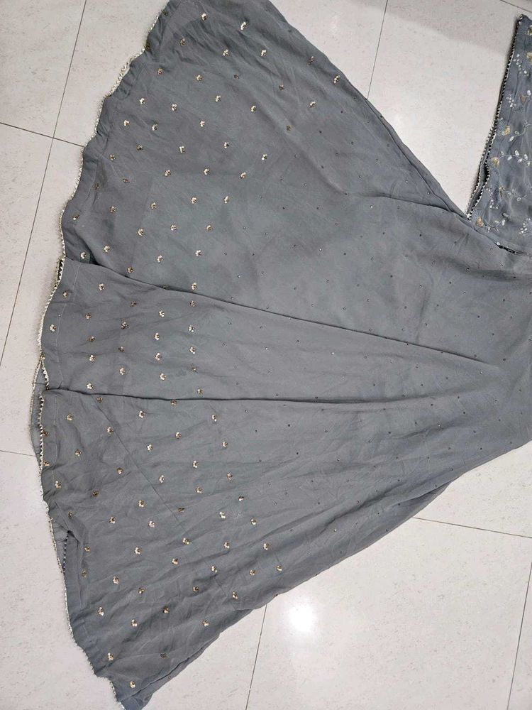 Beautiful Grey Lehenga With Kurti