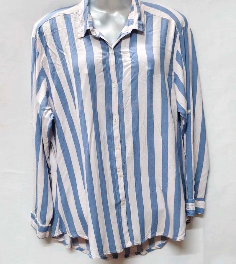 Tops For Rs.99 Only/Lavender Stripped Shirt M Size