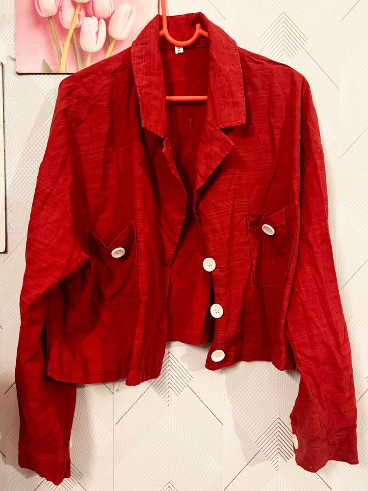 Red Cropped Jacket