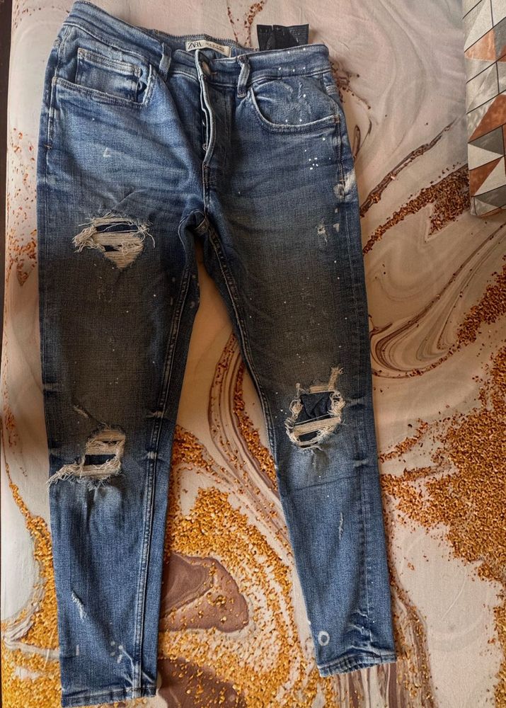 Zara Distressed Denim Jeans