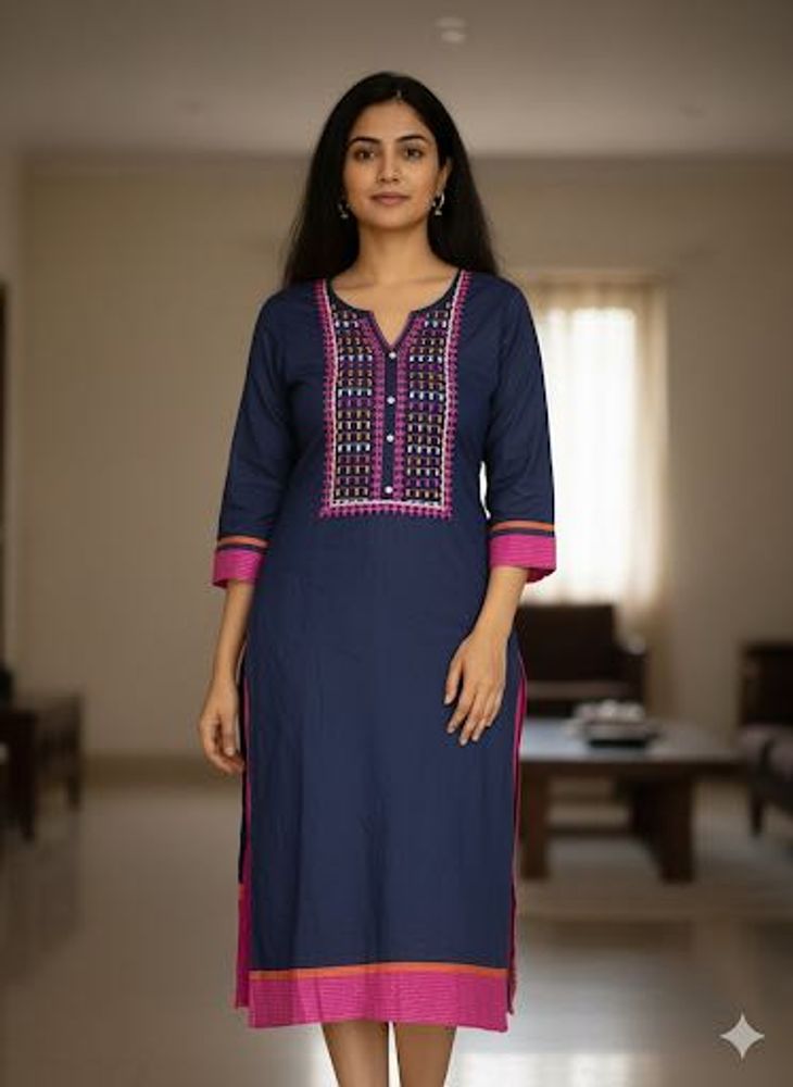 Elegant Embroidery Cotton Kurta!