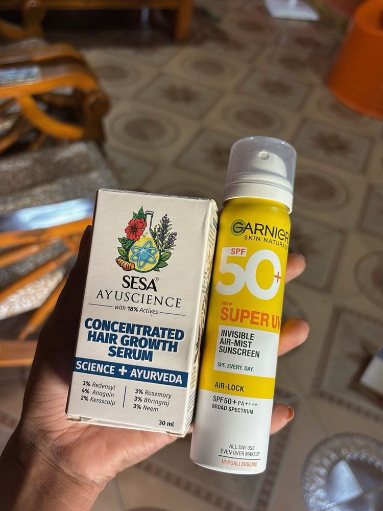 Sesa Hair Growth Serum &amp; Garnier Sunscreen