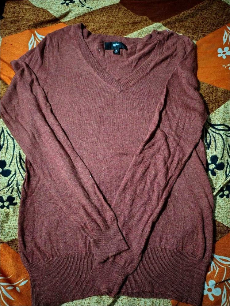 Light Brown V-Neck Sweater