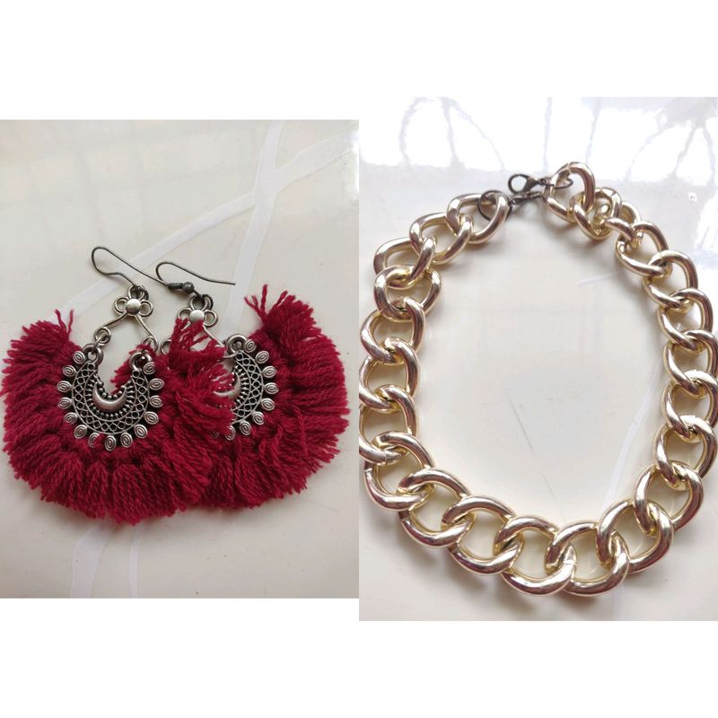 combo of Choker n Tassel Earrings