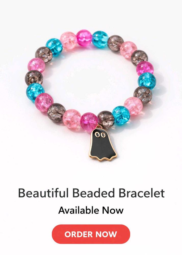 Colorful Beaded Ghost Charm Bracelet