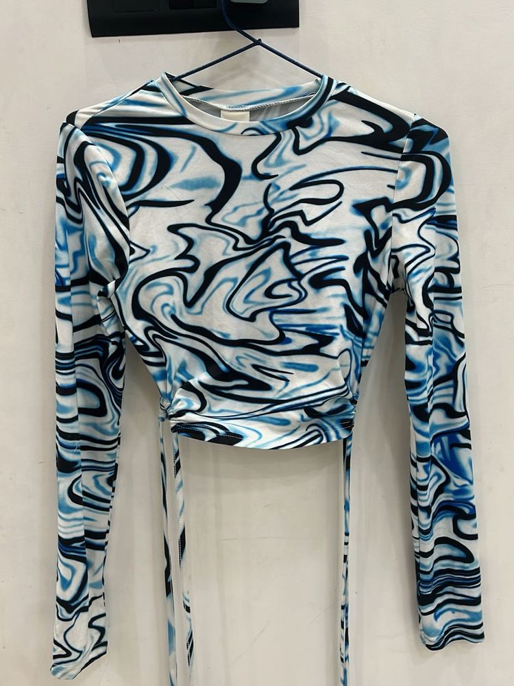 Abstract Print Long Sleeve Top