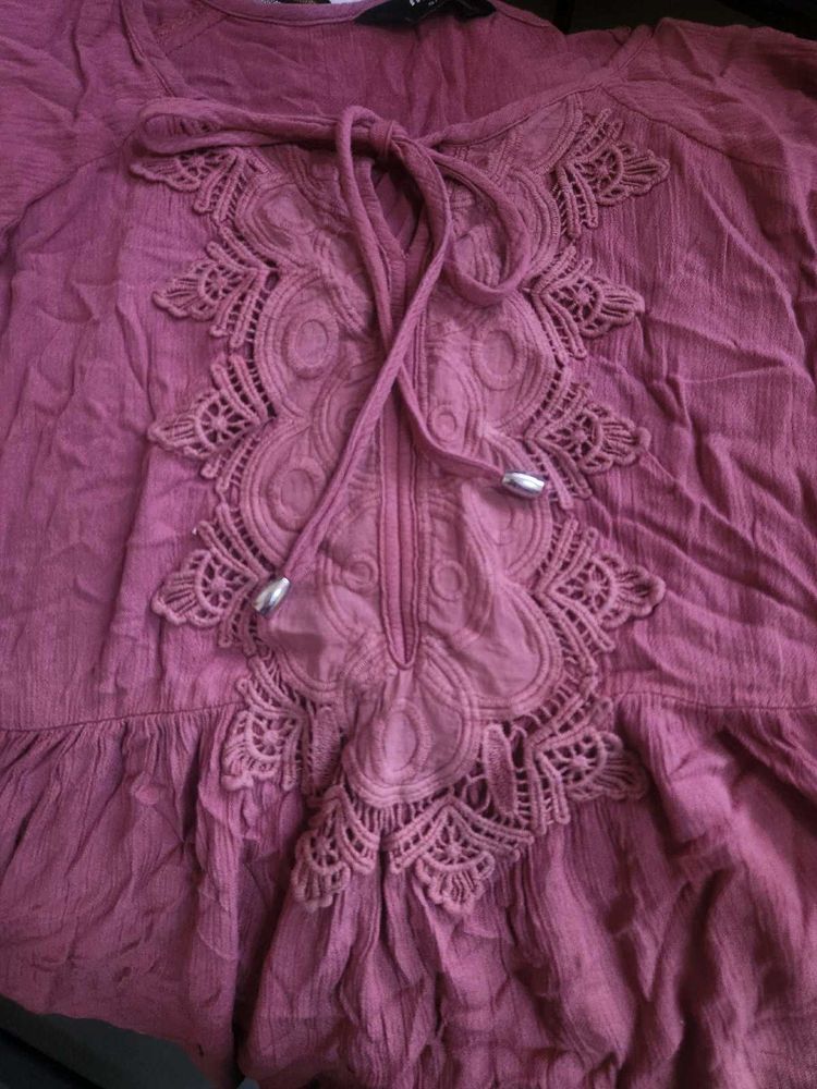 Mauve Lace Detail Top