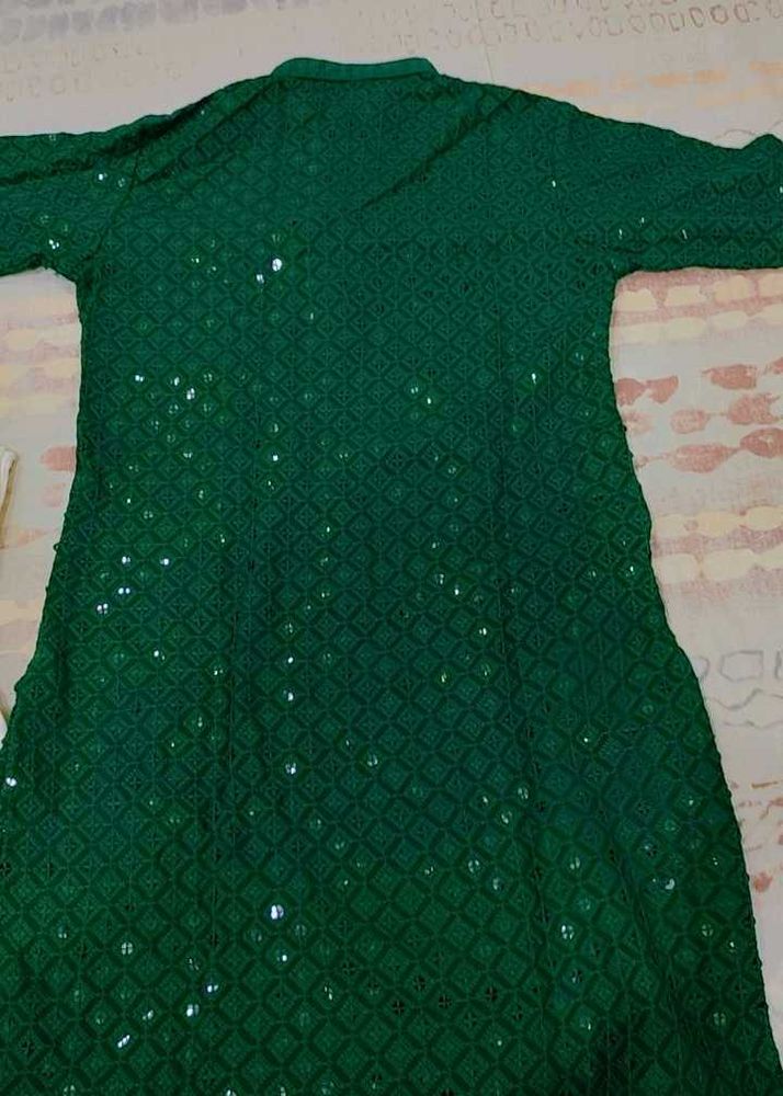Green Embellished Kurta