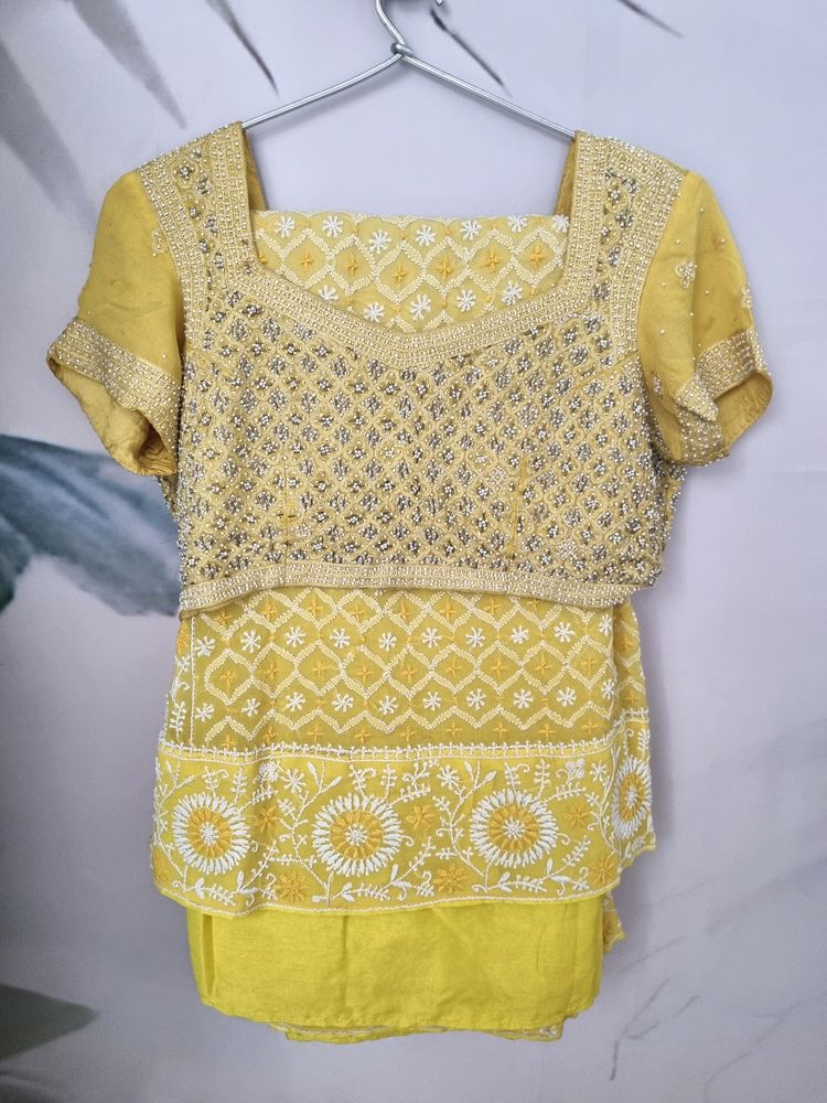 Embroidered Yellow Saree
