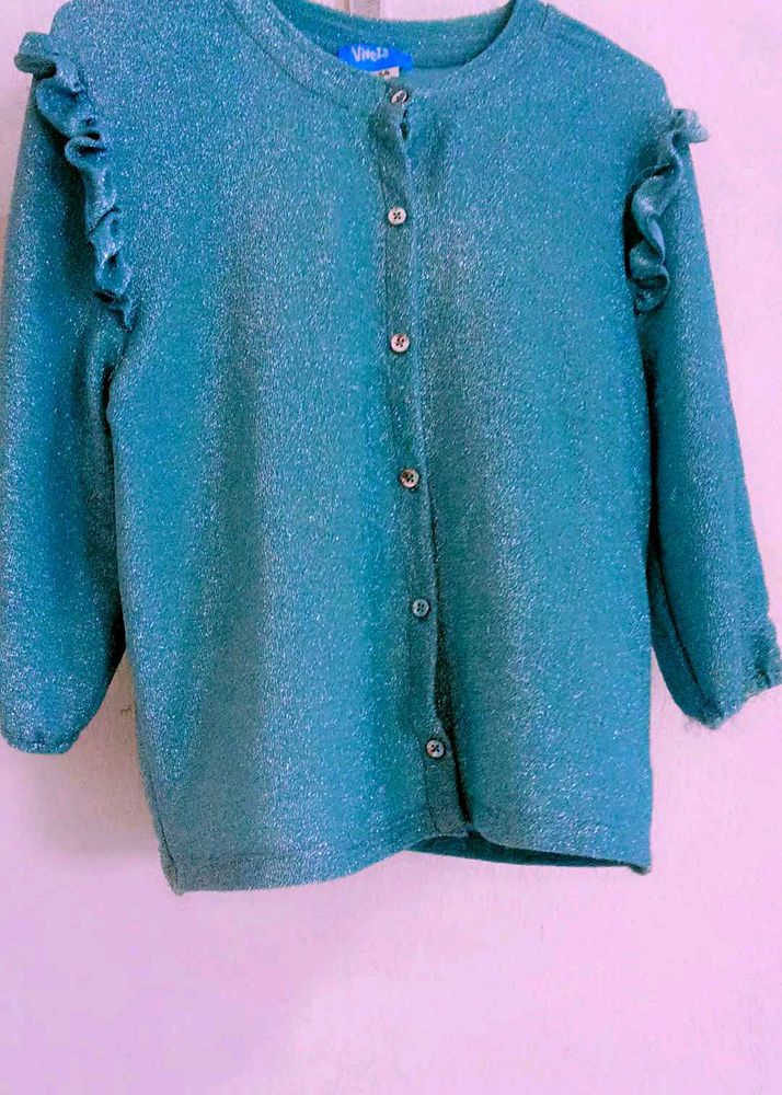 Sparkly Blue Ruffle Cardigan