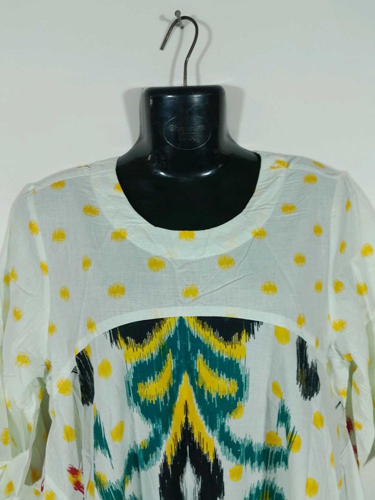 Off White &amp; Green Printed Kurta Set For Women&#39;s