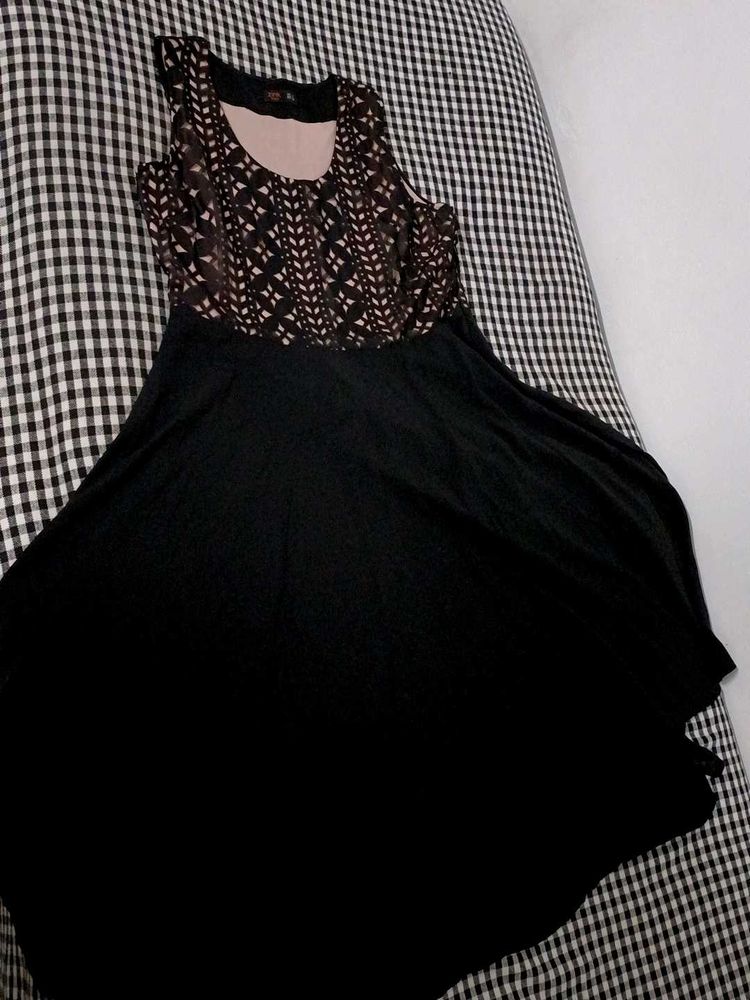 Black Long Flare Frock From ZINK London